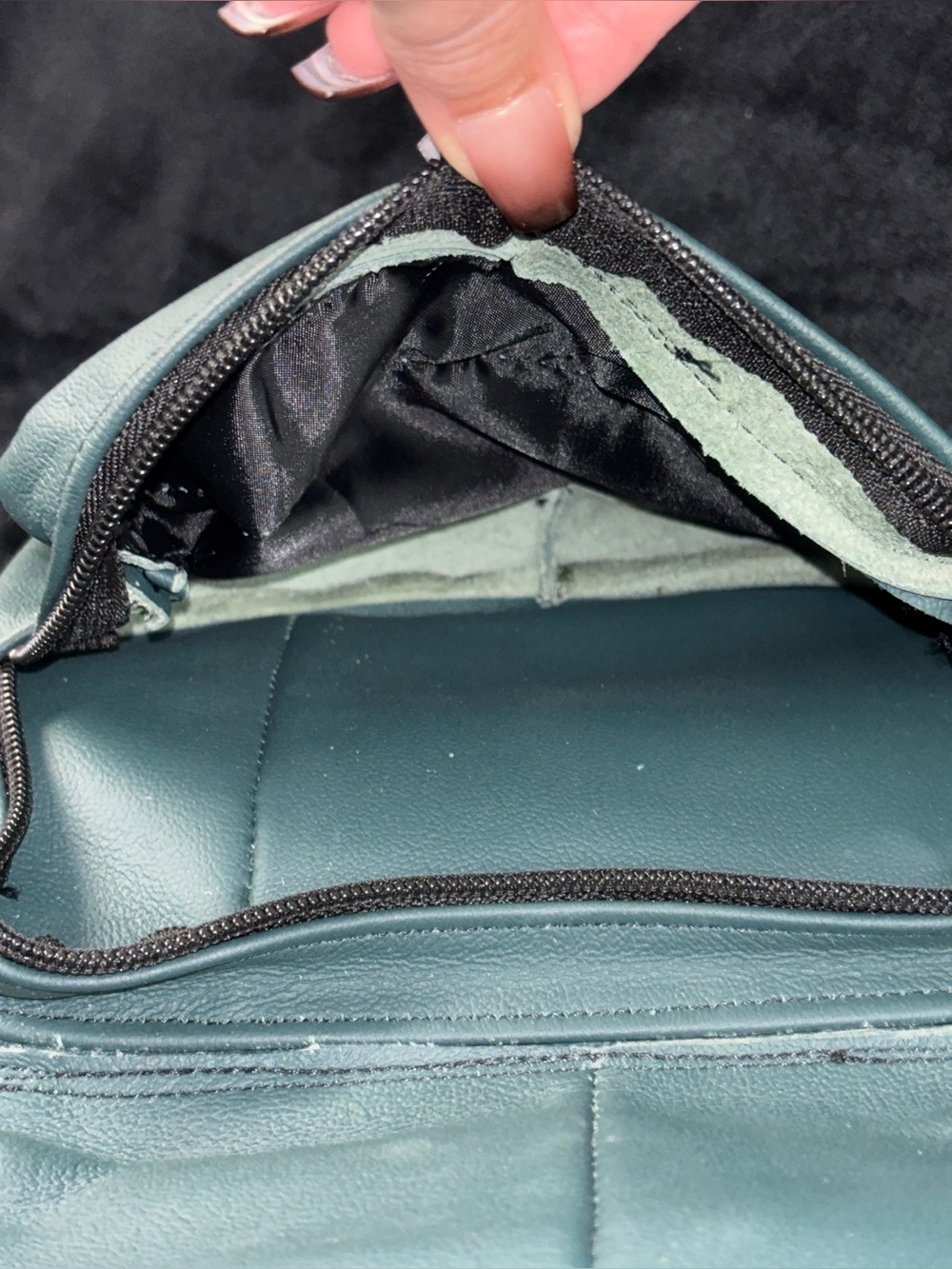 Genuine Leather Teal Crossbody Chest Sling Bag Made in Mexico - Picture 9 of 16